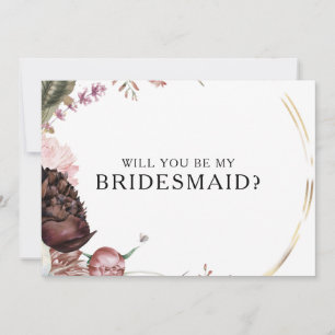 Convites Placa de Proposta Floral de Bridesmaid Burgundy Bo