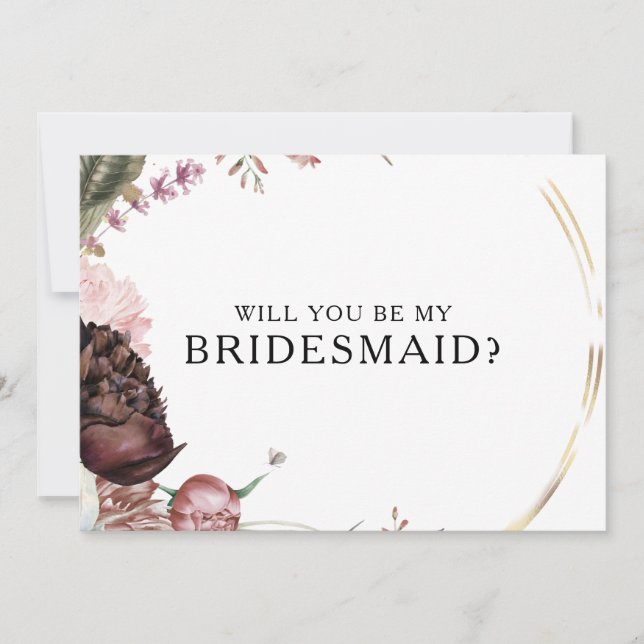 Convites Placa de Proposta Floral de Bridesmaid do Burgundy (Frente)