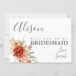 Convites Placa de Proposta Floral de Bridesmaid Rustic Boho