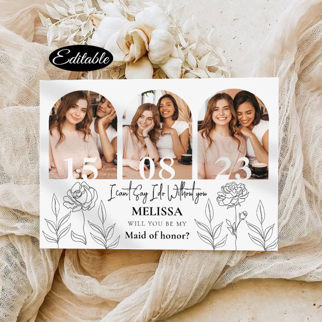 Convites Placa de Proposta Mínima da Bridesmaid Trendy (Criador carregado)