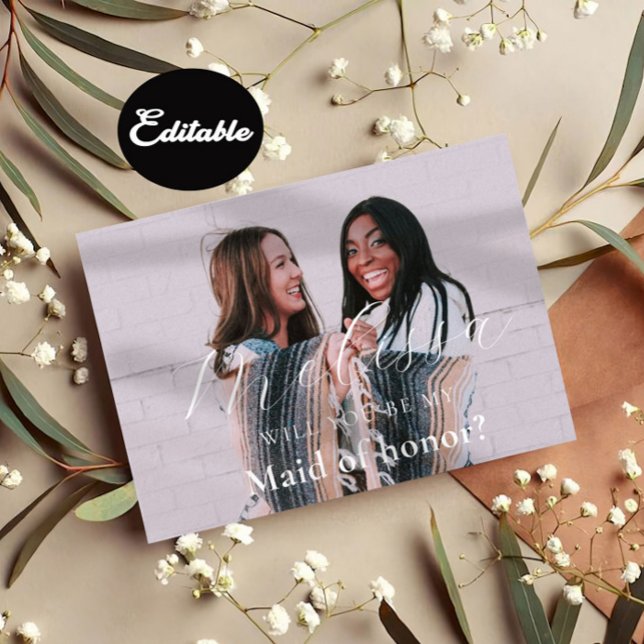 Convites Placa de Proposta Mínima de Bridesmaid de Foto (Criador carregado)