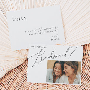 Convites Placa de Proposta Mínima de Foto Bridesmaid Whimsi