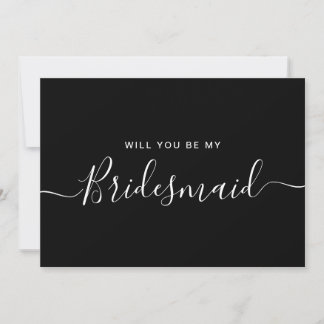 Convites Placa de Proposta Mínima de White Bridesmaid Preta