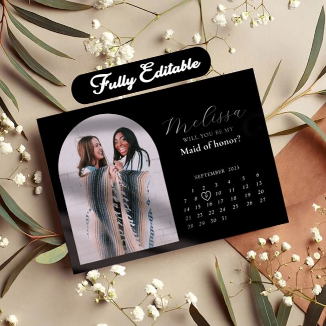 Convites Placa de Proposta Mínima Trendy Arch Bridesmaid (Criador carregado)