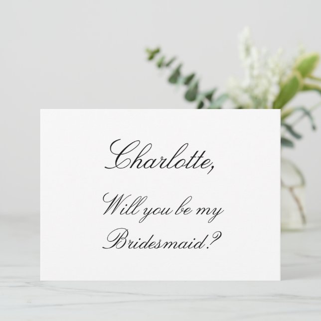 Convites Placa de Proposta Minimalista da Bridesmaid Elegan (Em pé/Frente)