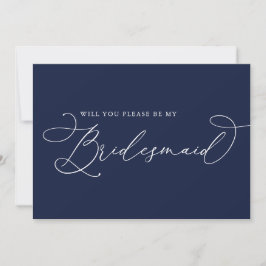Convites Placa de Proposta Minimalista de Bridesmaid Azul m