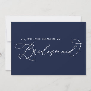 Convites Placa de Proposta Minimalista de Bridesmaid Azul m