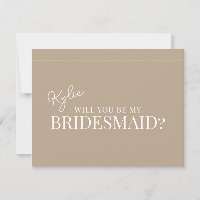 Convites Placa de Proposta Moderna da Bridesmaid (Frente)