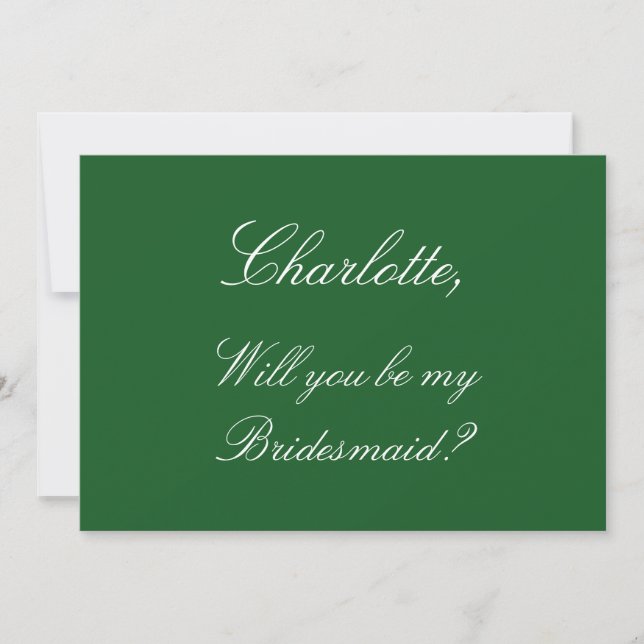 Convites Placa de Proposta na moda Dark Green Bridesmaid (Frente)