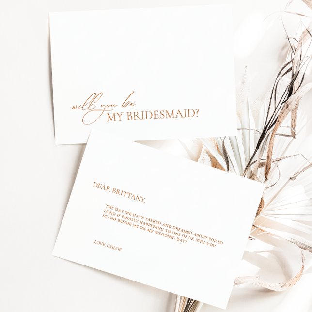 Convites Placa de Proposta Simples de Bridesmaid Branca Ele (Criador carregado)
