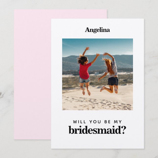 Convites Placa de Proposta Simples Elegante de Bridesmaid (Frente/Verso)