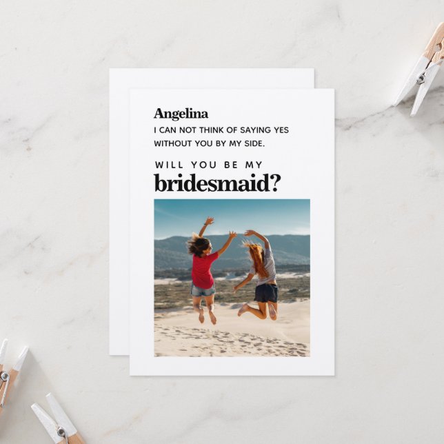 Convites Placa de Proposta Simples Elegante de Bridesmaid (Frente/Verso In Situ)