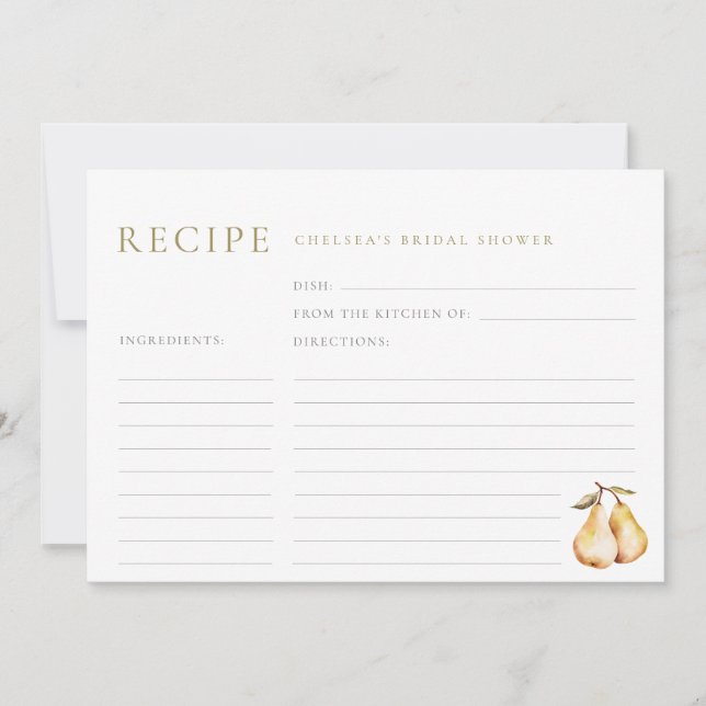 Convites Placa de Receita do Chá de panela de Peras de Aqua (Frente)