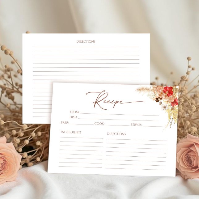 Convites Placa de Receita do Chá de panela Floral Terracott (Criador carregado)