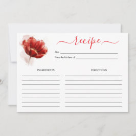 Convites Placa de Receita do Chá de panela Floral Vermelho