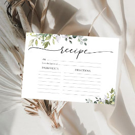 Convites Placa de Receita Larga Floral Eucalyptus Verde