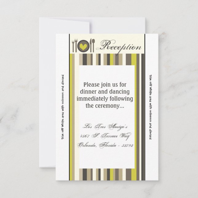 Convites Placa de recepção 3,5 x 7 Local prateado do prato  (Frente)