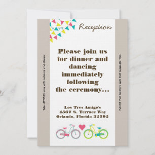 Convites Placa de recepção 3,5x7 abre bicicletas Bicycl