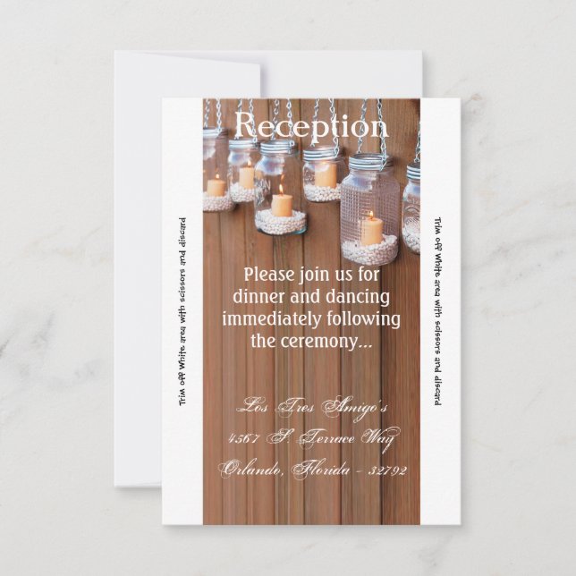 Convites Placa de recepção 3,5x7 Luzes de velas de jarro de (Frente)