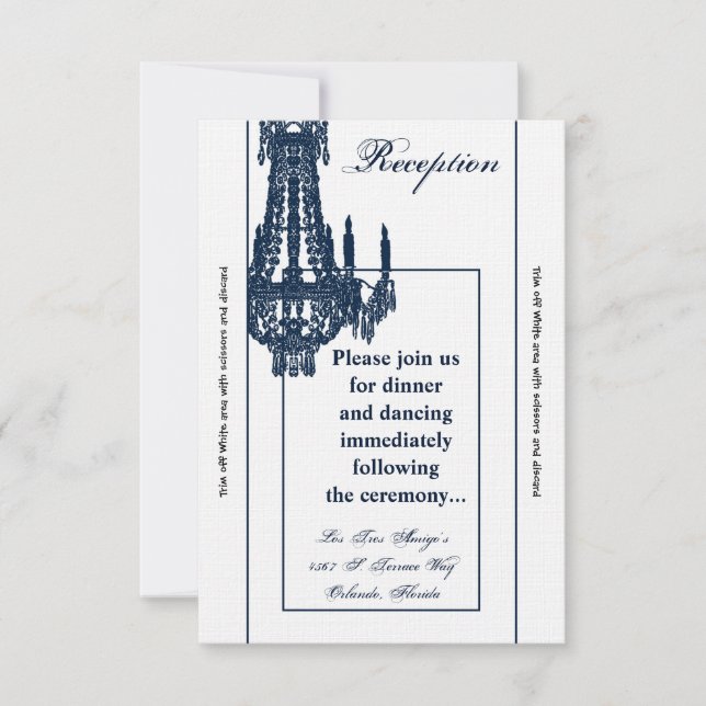 Convites Placa de recepção Crystal Chandelier Glitz Glam 3, (Frente)