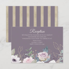 Convites Placa de Recepção de Aquarela Dourada Violet Rosa