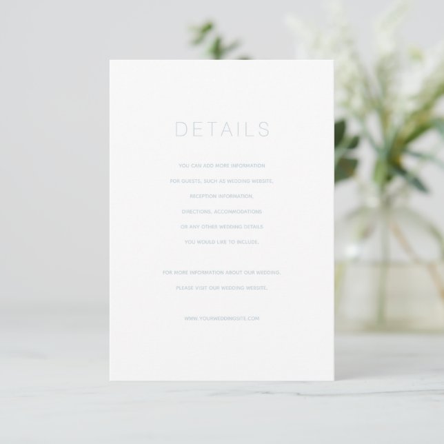 Convites Placa de Recepção de casamento Azul Simples e Dust (Em pé/Frente)