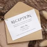 Convites Placa de Recepção de casamento branca simples e li<br><div class="desc">Personalize esta bela placa na moda elegante de Recepção de casamento branca e preto elegante. Design moderno clássico,  simples e nítido com texto preto sobre fundo branco. Todos os outros itens correspondentes podem ser encontrados na Coleção de Casamentos Elegantes e Clássicos.</div>