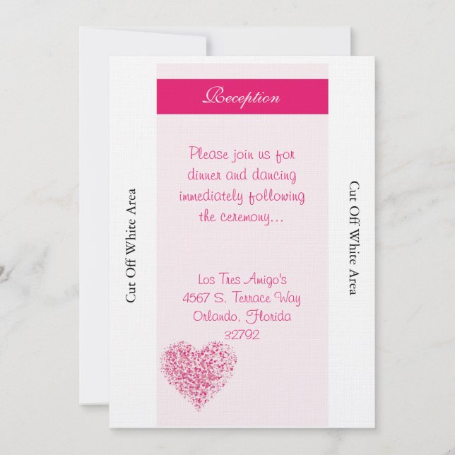 Convites Placa de Recepção de casamento cardíaca da rosa cl (Frente)