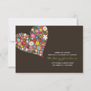 Convites Placa de Recepção de casamento Cardíaca das Flores