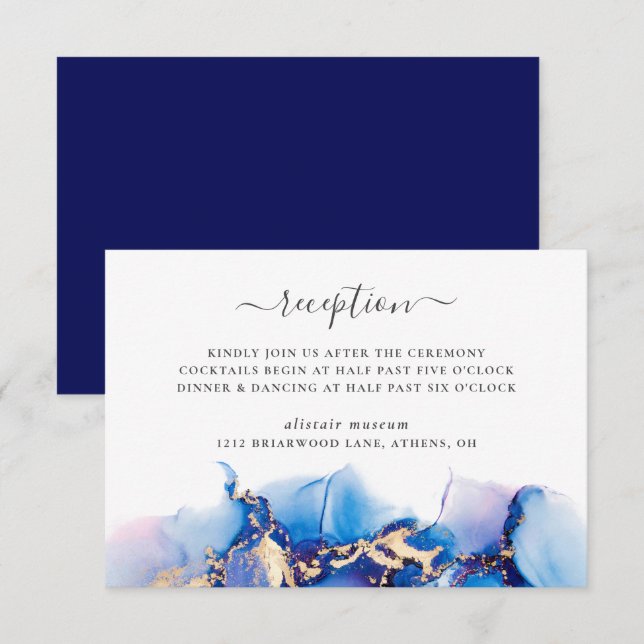 Convites Placa de Recepção de casamento de Aquarela Moderna (Frente/Verso)