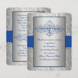 Convites Placa de Recepção de casamento de espiral azul e p