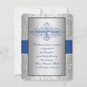Convites Placa de Recepção de casamento de espiral azul e p