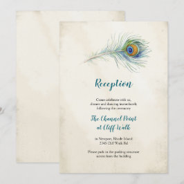 Convites Placa de Recepção de casamento de penas boêmia Pea