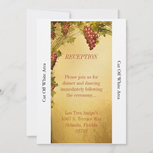 Convites Placa de Recepção de casamento do vinhedo (Frente)