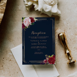 Convites Placa de Recepção de casamento Dourada geométrica