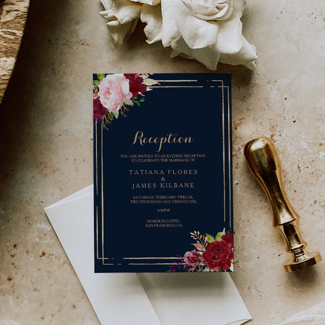 Convites Placa de Recepção de casamento Dourada geométrica  (Criador carregado)