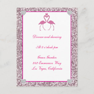 Convites Placa de Recepção de casamento Flamingo, Cintilant