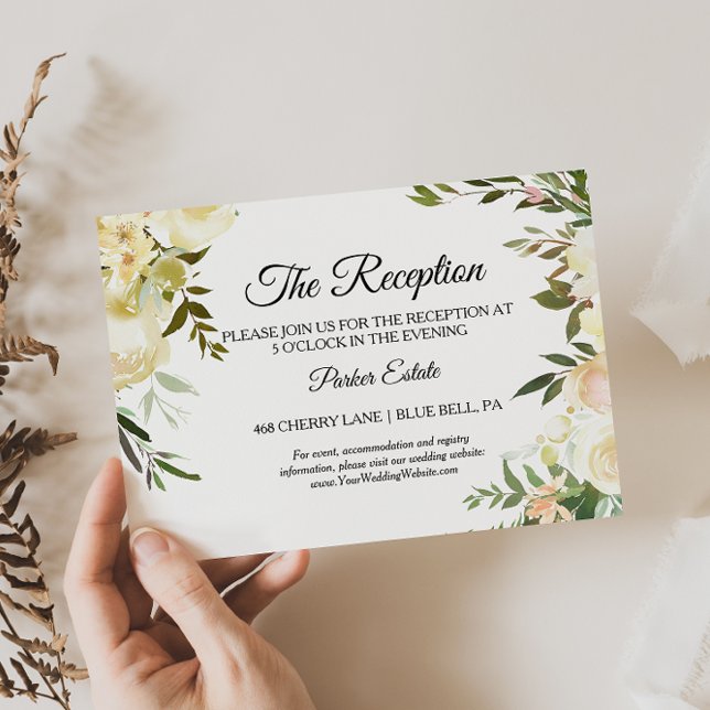 Convites Placa de Recepção de casamento Floral de Aquarela (Criador carregado)