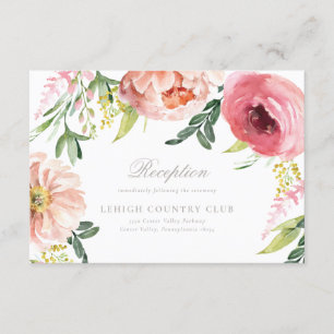 Convites Placa de Recepção de casamento Floral Rosa