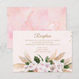 Convites Placa de Recepção Floral Dourada, Lush Pink