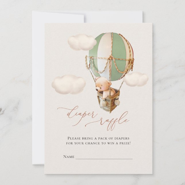 Convites Placa de receptáculo de bílis com Fralda de urso (Frente)