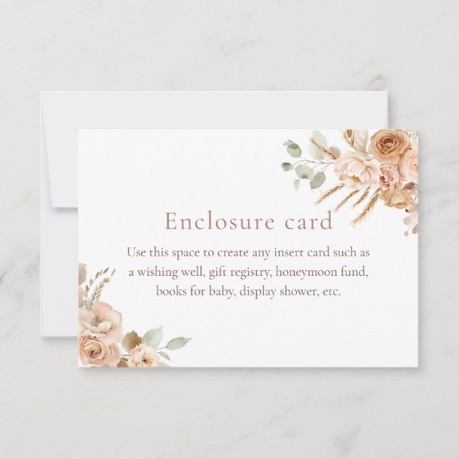 Convites Placa de receptáculo de Chá de fraldas Boho Pampas (Frente)