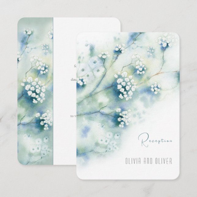 Convites Placa de receptáculo de recepção de flores brancas (Frente/Verso)