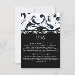 Convites Placa de receptáculo Elegante Black e White Royal 