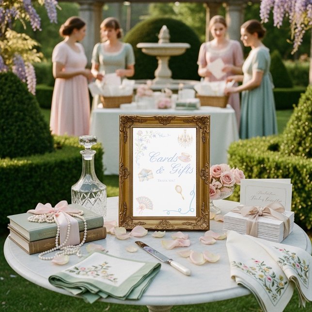 Convites Placa de Regency Floral Cards e Presentes, (Regency Floral Cards and Gifts Sign,)