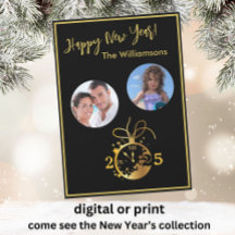 Placa de Relógio de Fotografias do Feliz ano novo 