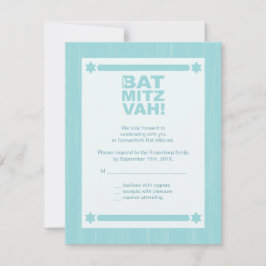 Convites Placa de resposta Bat Mitzvah Big Type em Lado Cla