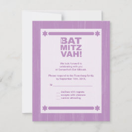 Convites Placa de resposta Bat Mitzvah Big Type em Roxo