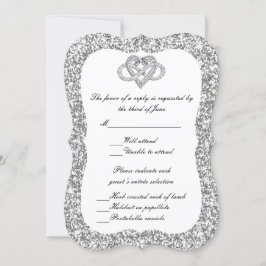Convites Placa de Resposta Cardíaca Infinita à Glitter Silv