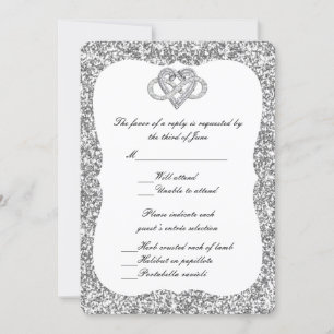 Convites Placa de Resposta Cardíaca Infinita à Glitter Silv